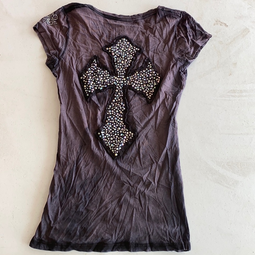 Huge bling cross T-shirt